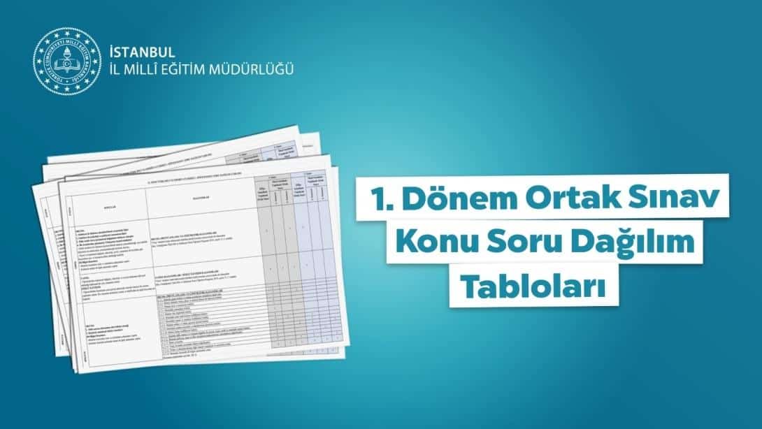 BİRİNCİ DÖNEM ORTAK YAZILI SINAVLARA YÖNELİK ''KONU SORU DAĞILIM TABLOLARI